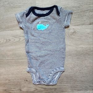Carter's Infant Boy's Short Sleeve Striped Whale Button Bodysuit Size Newborn NB